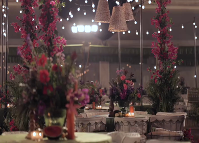 A Slow Motion Shot of an Indian Wedding Venue Decoration in India