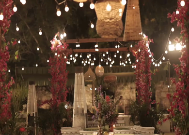A Slow Motion Shot of an Indian Wedding Venue Decoration in India