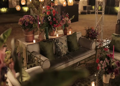 A Slow Motion Shot of an Indian Wedding Venue Decoration in India