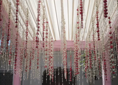 A Slow Motion Shot of an Indian Wedding Venue Decoration in India
