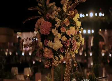 A Slow Motion Shot of an Indian Wedding Venue Decoration in India