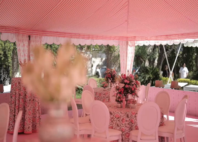 A Slow Motion Shot of an Indian Wedding Venue Decoration in India