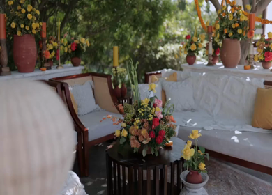 A Slow Motion Shot of an Indian Wedding Venue Decoration in India