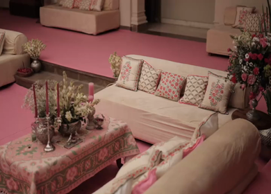 A Slow Motion Shot of an Indian Wedding Venue Decoration in India