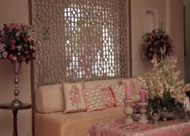 A Slow Motion Shot of an Indian Wedding Venue Decoration in India
