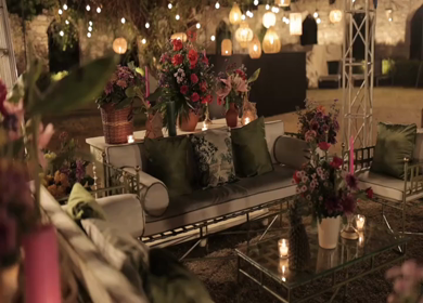 A Slow Motion Shot of an Indian Wedding Venue Decoration in India