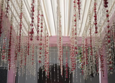 A Slow Motion Shot of an Indian Wedding Venue Decoration in India