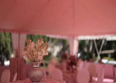 A Slow Motion Shot of an Indian Wedding Venue Decoration in India