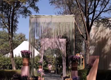 A Slow Motion Shot of an Indian Wedding Venue Decoration in India