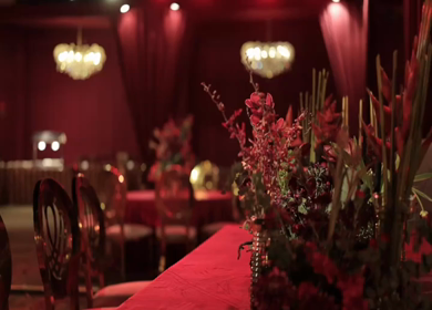 A Slow Motion Shot of an Indian Wedding Venue Decoration in India