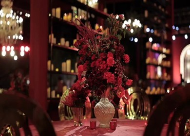A Slow Motion Shot of an Indian Wedding Venue Decoration in India