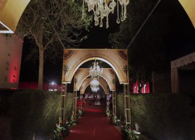 A Slow Motion Shot of an Indian Wedding Venue Decoration in India