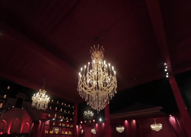 A Slow Motion Shot of an Indian Wedding Venue Decoration in India