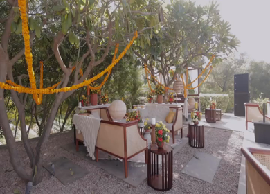 A Slow Motion Shot of an Indian Wedding Venue Decoration in India