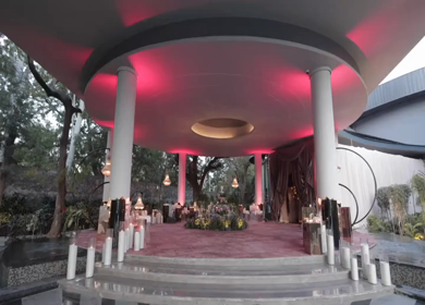 A Slow Motion Shot of an Indian Wedding Venue Decoration in India