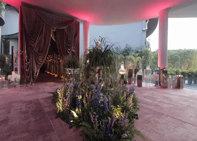 A Slow Motion Shot of an Indian Wedding Venue Decoration in India