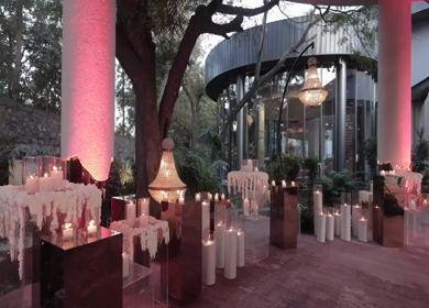 A Slow Motion Shot of an Indian Wedding Venue Decoration in India