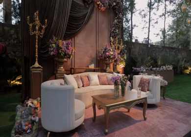 A Slow Motion Shot of an Indian Wedding Venue Decoration in India