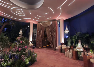 A Slow Motion Shot of an Indian Wedding Venue Decoration in India