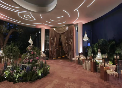 A Slow Motion Shot of an Indian Wedding Venue Decoration in India