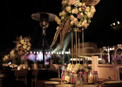 A Slow Motion Shot of an Indian Wedding Venue Decoration in India