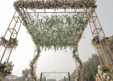 A Slow Motion Shot of an Indian Wedding Venue Decoration in India
