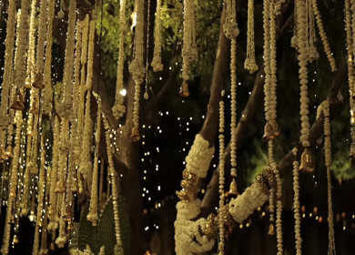 A Slow Motion Shot of an Indian Wedding Venue Decoration in India