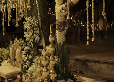 A Slow Motion Shot of an Indian Wedding Venue Decoration in India