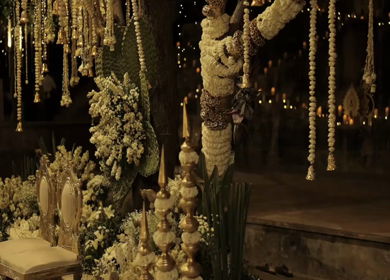 A Slow Motion Shot of an Indian Wedding Venue Decoration in India