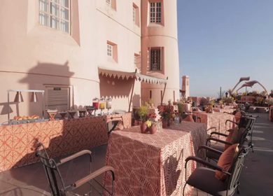 A Slow Motion Shot of an Indian Wedding Venue Decoration in India