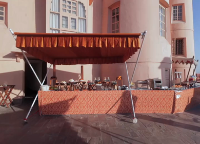 A Slow Motion Shot of an Indian Wedding Venue Decoration in India