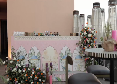 A Slow Motion Shot of an Indian Wedding Venue Decoration in India