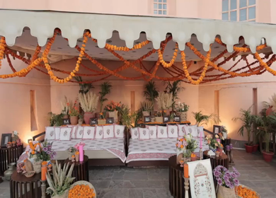 A Slow Motion Shot of an Indian Wedding Venue Decoration in India
