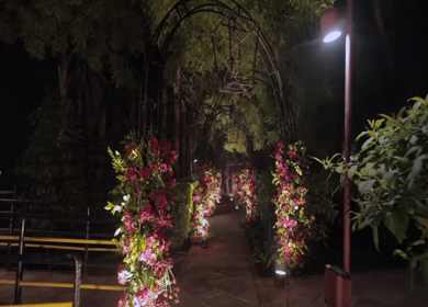 A Slow Motion Shot of an Indian Wedding Venue Decoration in India