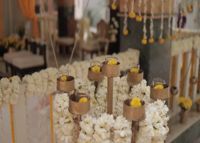 A Slow Motion Shot of an Indian Wedding Venue Decoration in India