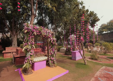 A Slow Motion Shot of an Indian Wedding Venue Decoration in India