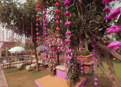 A Slow Motion Shot of an Indian Wedding Venue Decoration in India