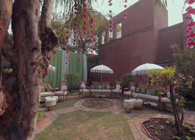 A Slow Motion Shot of an Indian Wedding Venue Decoration in India