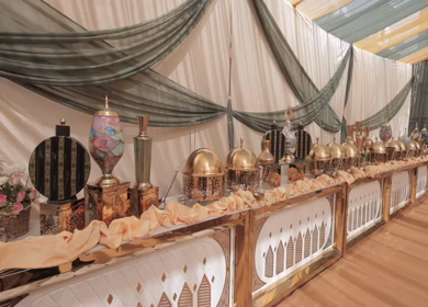 A Slow Motion Shot of an Indian Wedding Venue Decoration in India