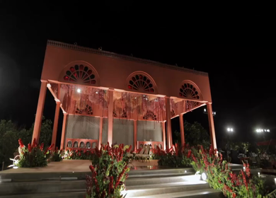 A Slow Motion Shot of an Indian Wedding Venue Decoration in India