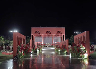 A Slow Motion Shot of an Indian Wedding Venue Decoration in India