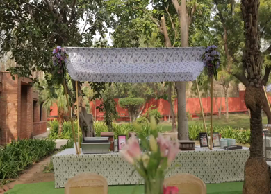 A Slow Motion Shot of an Indian Wedding Venue Decoration in India