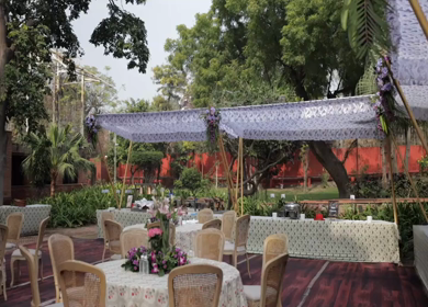 A Slow Motion Shot of an Indian Wedding Venue Decoration in India