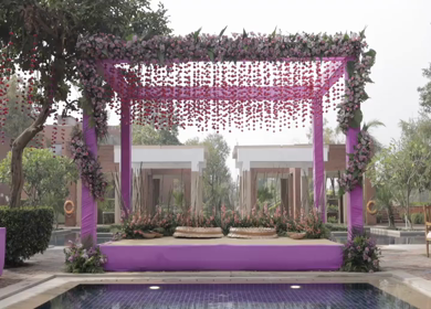 A Slow Motion Shot of an Indian Wedding Venue Decoration in India