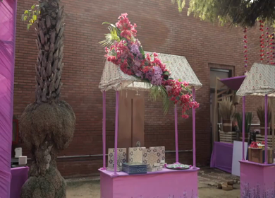 A Slow Motion Shot of an Indian Wedding Venue Decoration in India