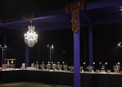 A Slow Motion Shot of an Indian Wedding Venue Decoration in India
