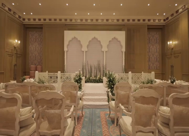 A Slow Motion Shot of an Indian Wedding Venue Decoration in India