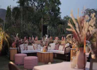 A Slow Motion Shot of an Indian Wedding Venue Decoration in India