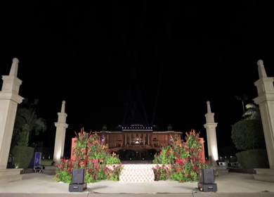 A Slow Motion Shot of an Indian Wedding Venue Decoration in India