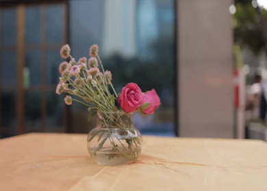 A Slow Motion Shot of an Indian Wedding Venue Decoration in India